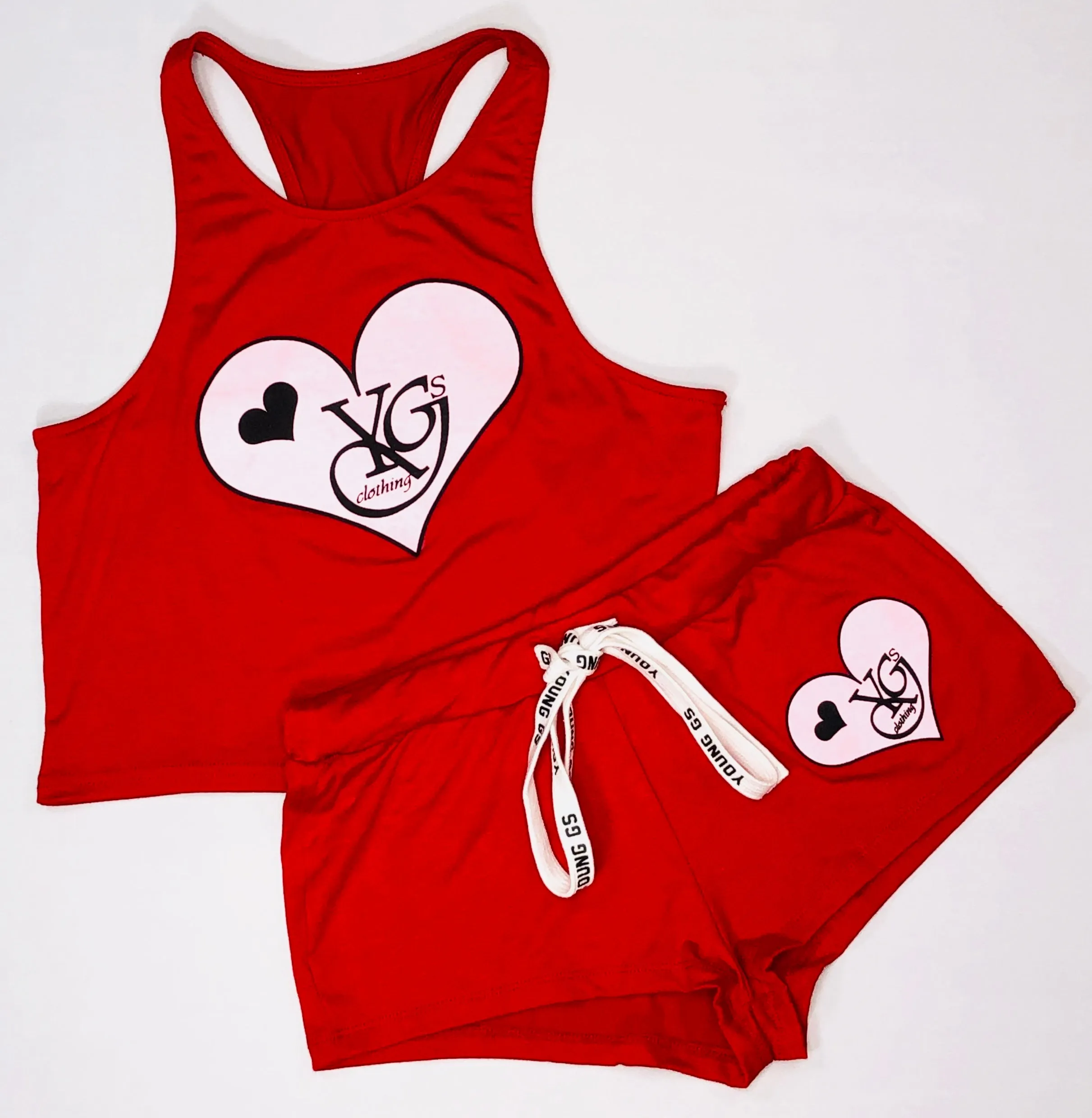 Female YGSC Heart Logo Crop-Top w/ Booty shorts