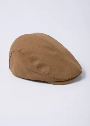 Flat cap in smooth cotton canvas