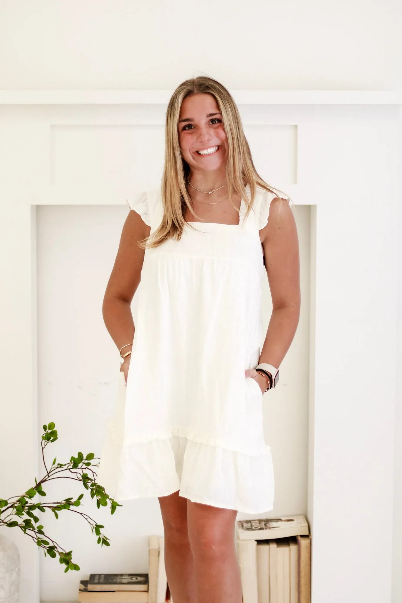 Flowy and Free Ruffled Linen Mini Dress