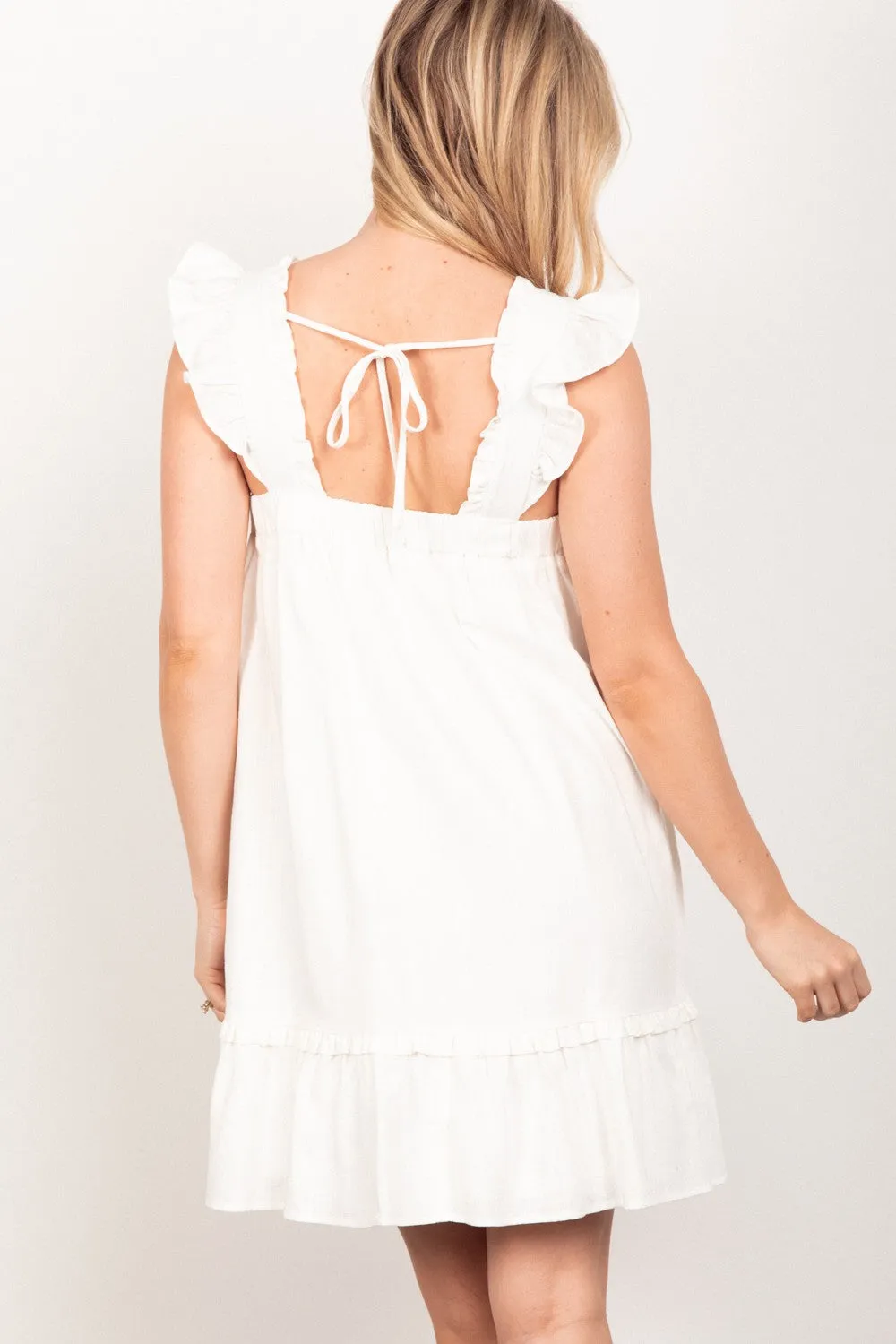 Flowy and Free Ruffled Linen Mini Dress