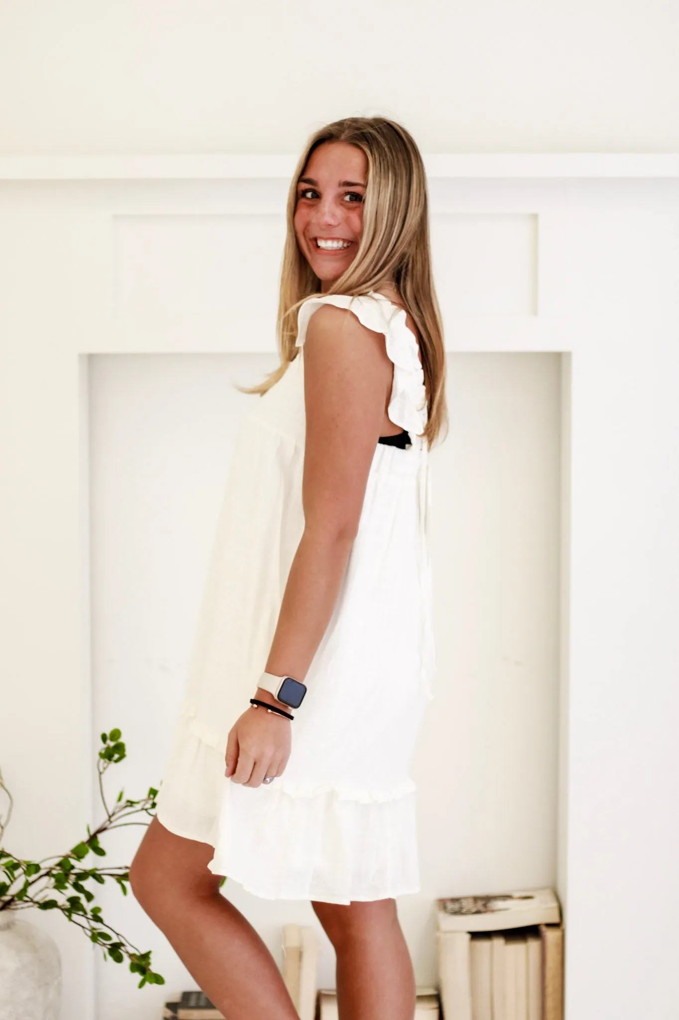 Flowy and Free Ruffled Linen Mini Dress