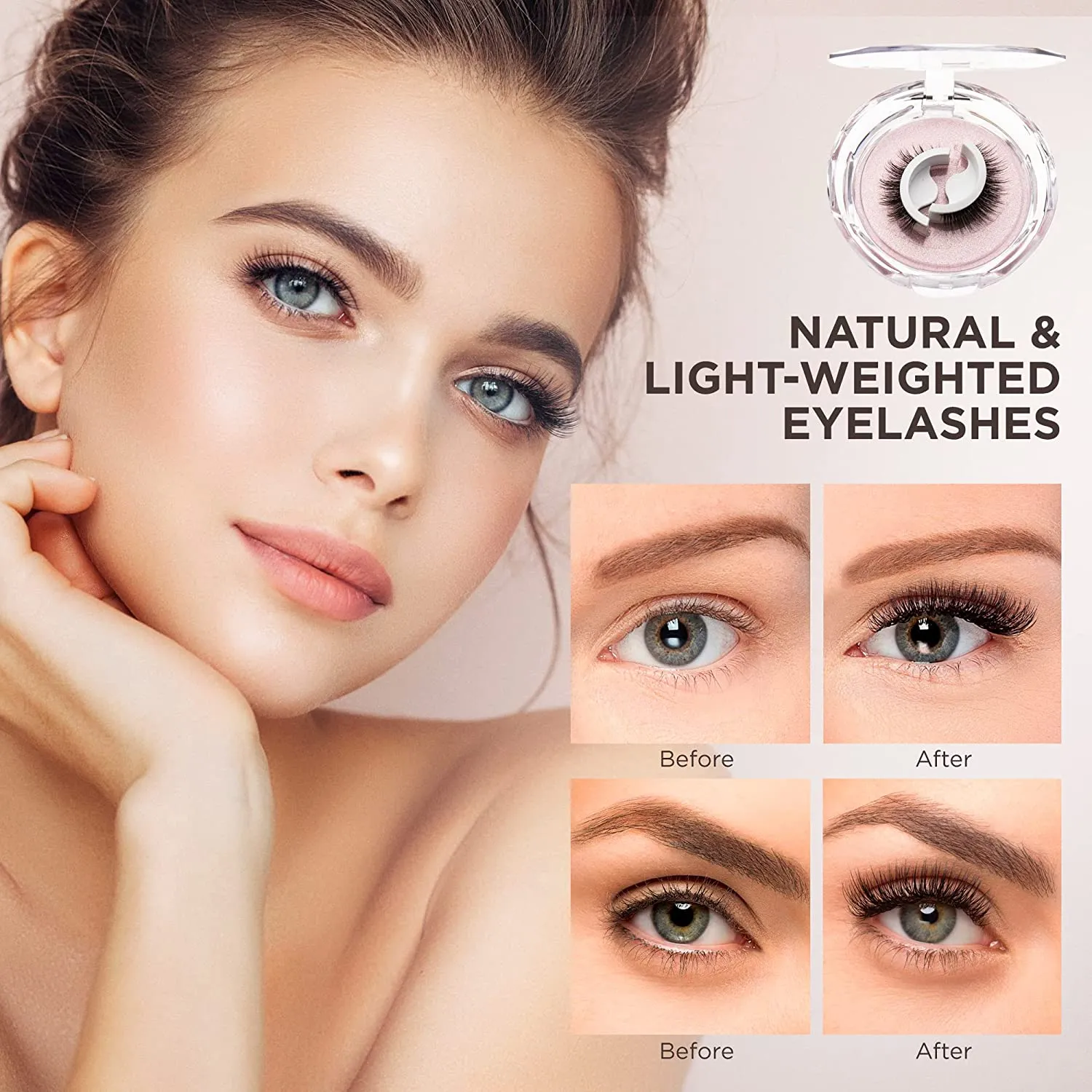 Fofosbeauty 3D Natural Looking Magnetic eyelashes without Eyeliner (3 pairs)
