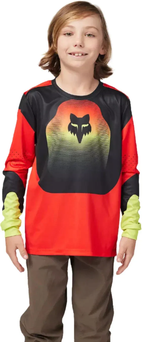 Fox YOUTH RANGER LS JERSEY REVISE - Red/ Yellow