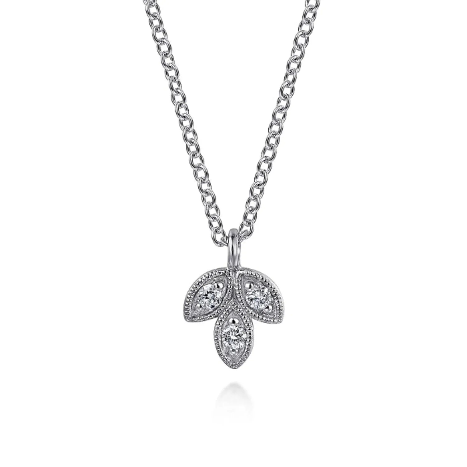 Gabriel & Co. Diamond Mini Leaf Pendant Necklace