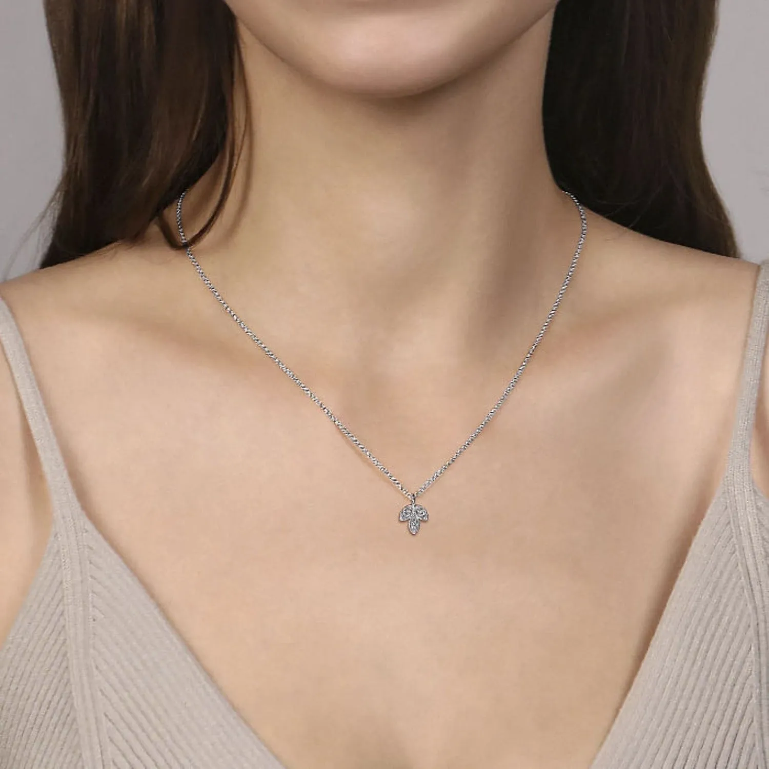 Gabriel & Co. Diamond Mini Leaf Pendant Necklace