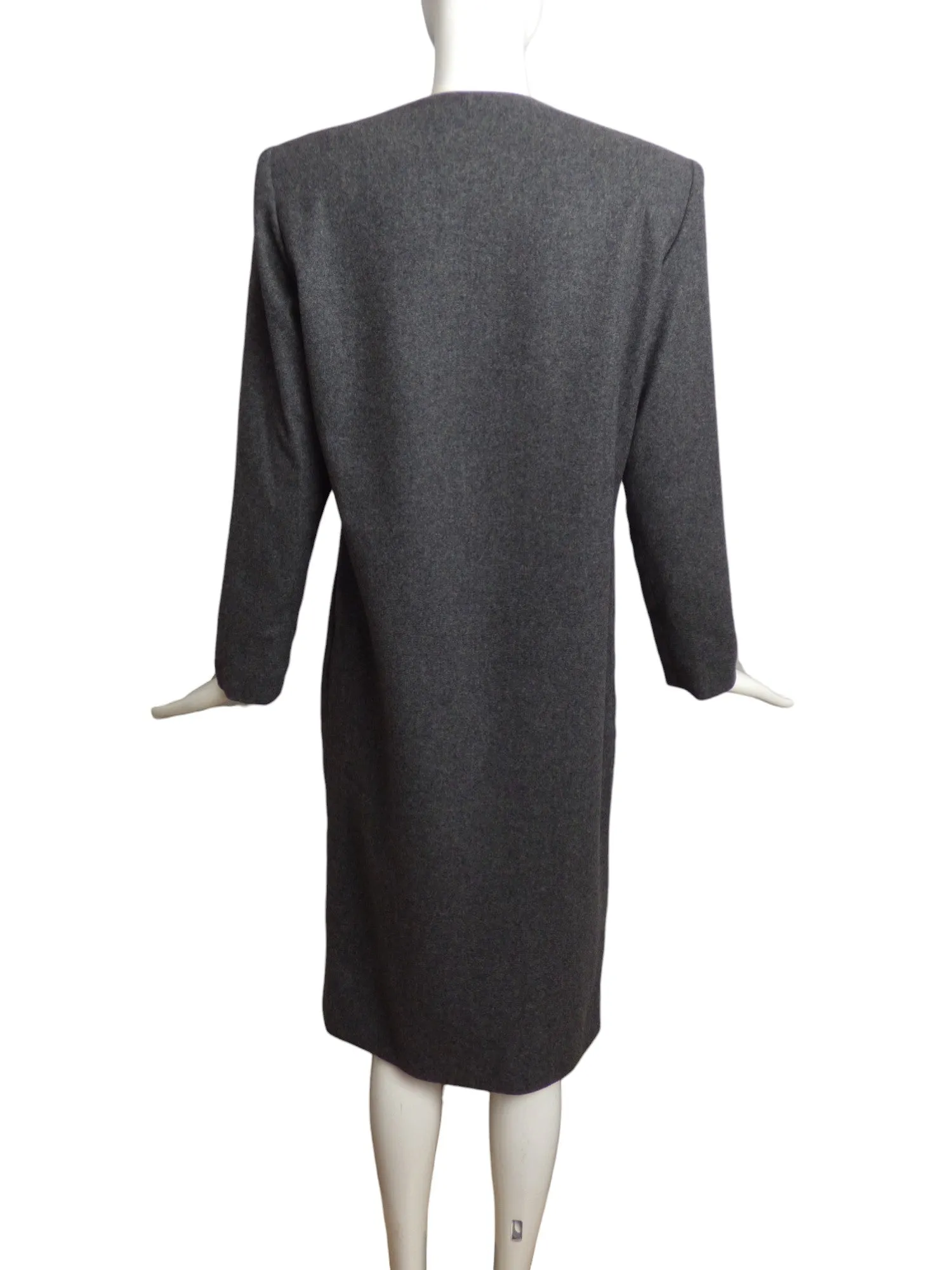 GALANOS- 1980s Grey Wool Dress, Size 10