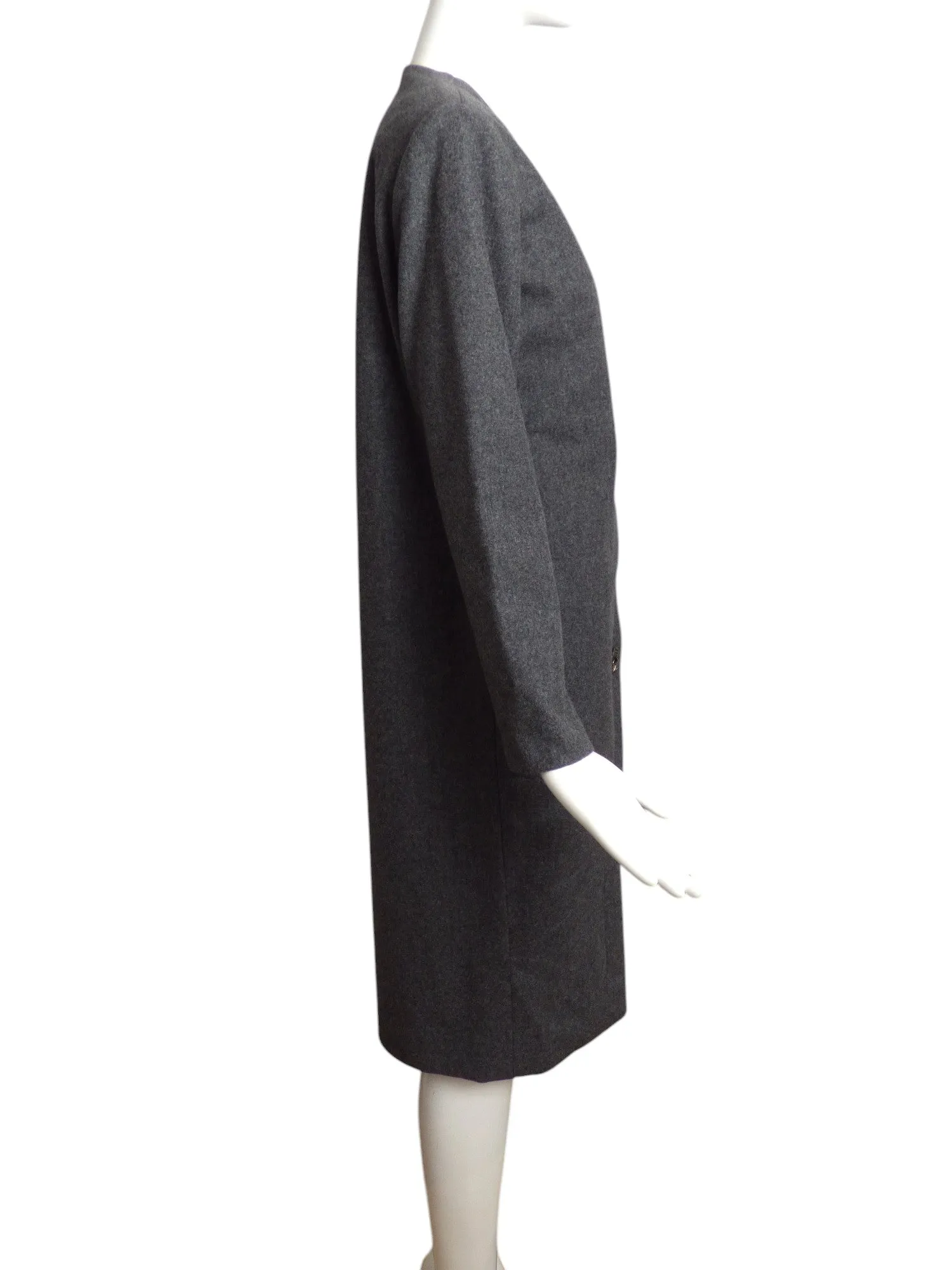 GALANOS- 1980s Grey Wool Dress, Size 10