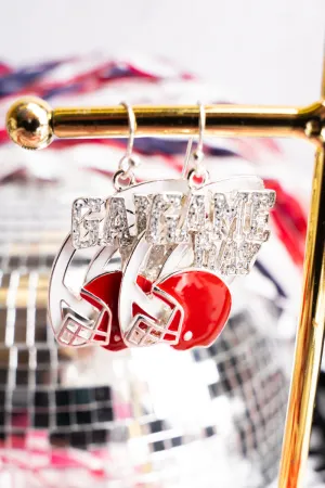 Gameday Red and White Crystal Earrings