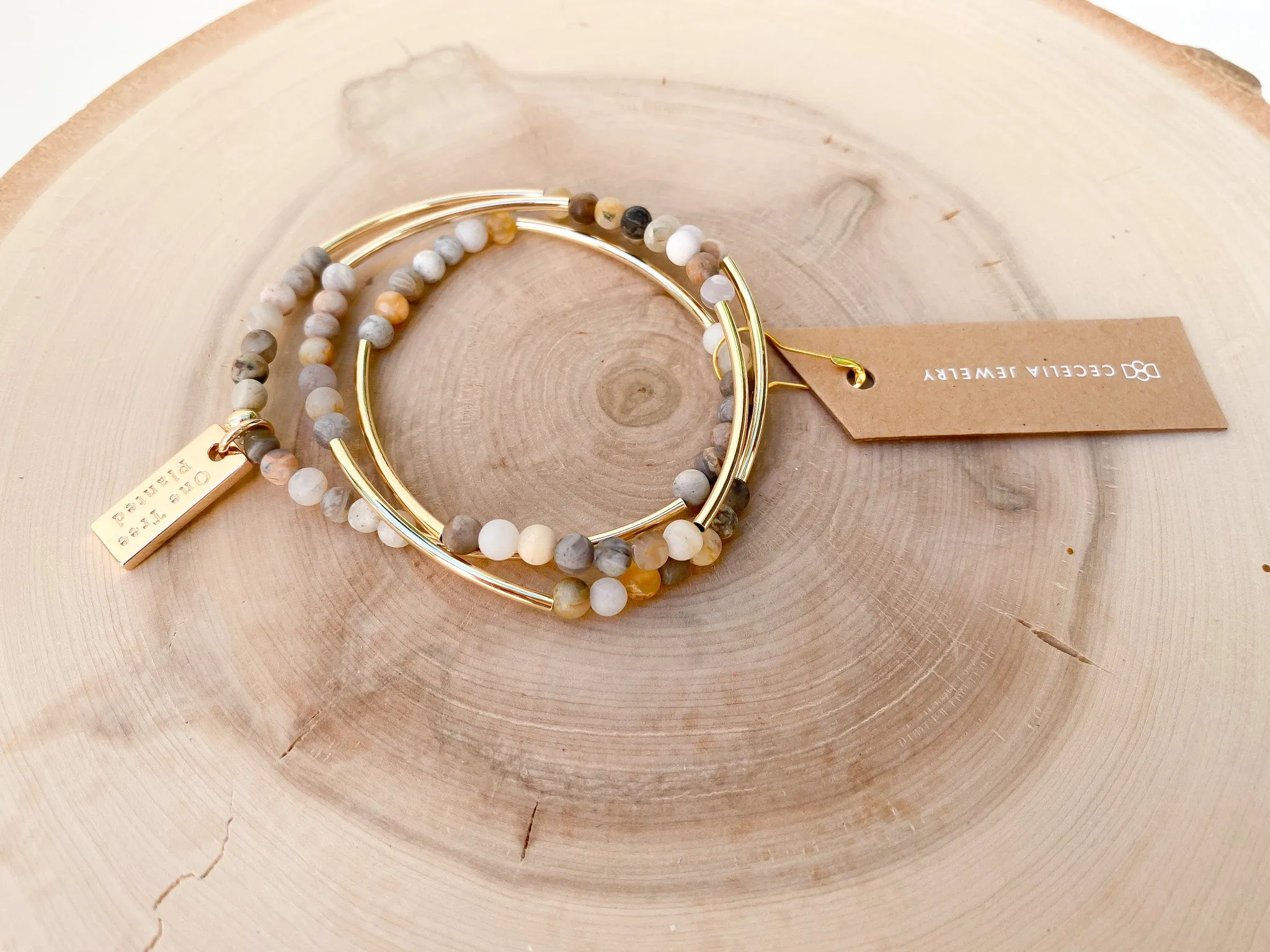 Gemstone Horizon Triple Wrap Bracelet