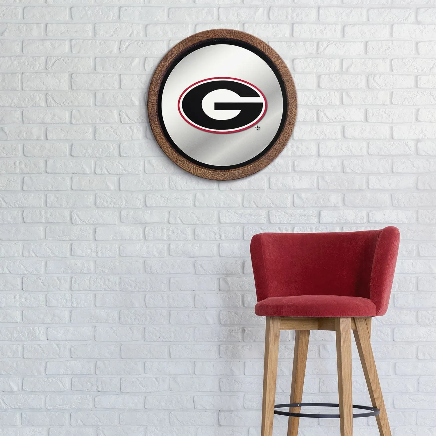 Georgia Bulldogs: "Faux" Barrel Top Mirrored Wall Sign