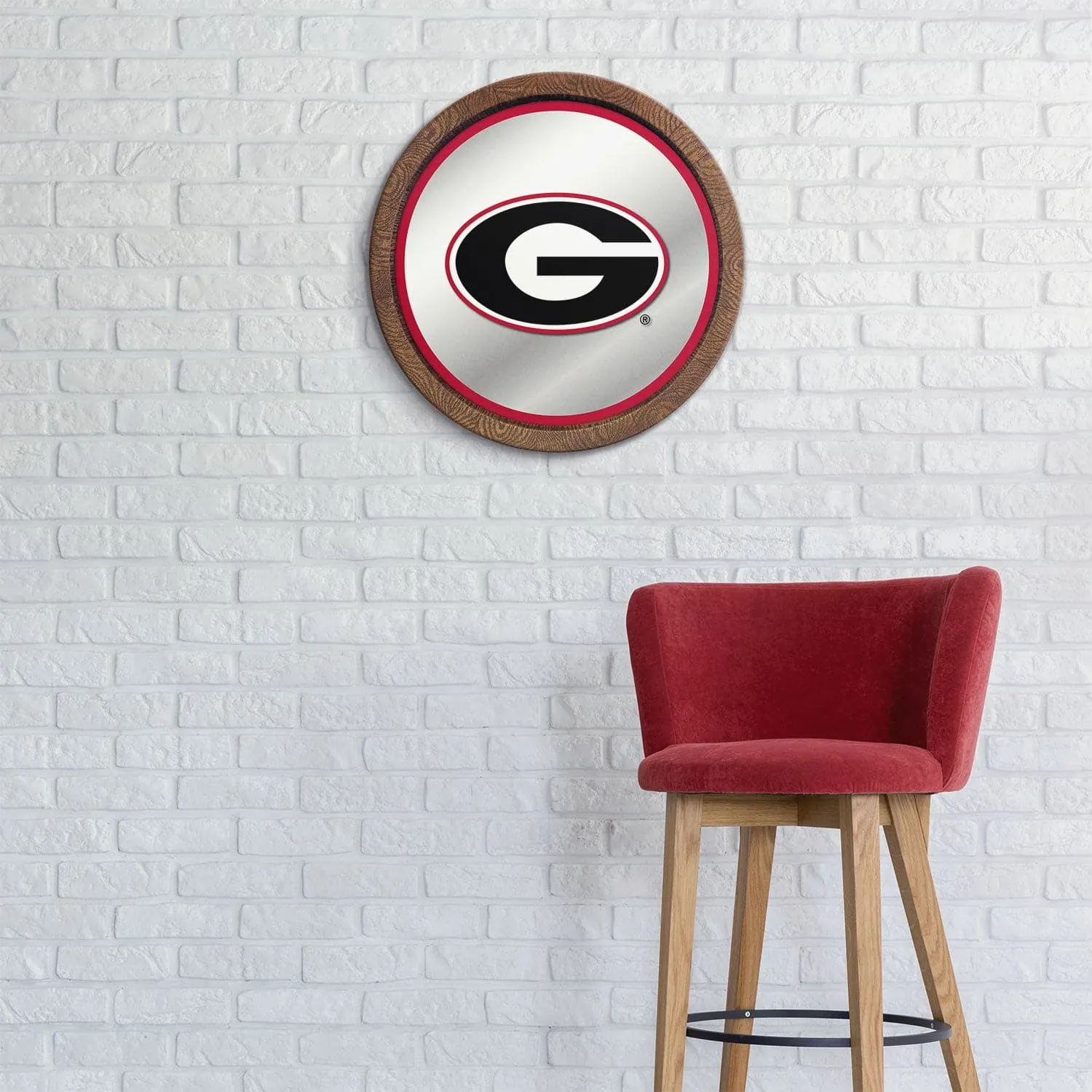 Georgia Bulldogs: "Faux" Barrel Top Mirrored Wall Sign