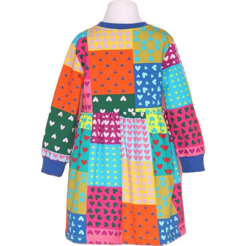 Girls Multi coloured Heart Patch Dress