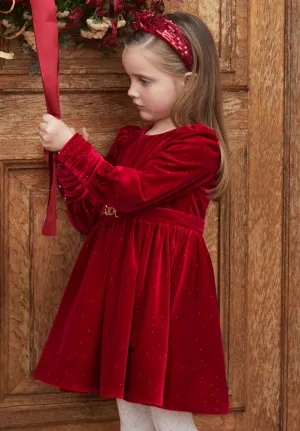 Girls Red Velvet Dress