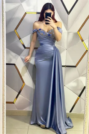 Glamorous Long Mermaid Off-the-shoulder Sequined Evening Prom Dresses With Ruffles