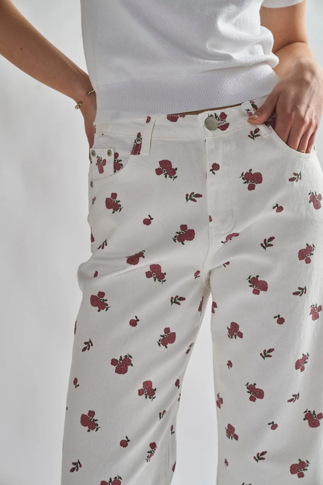 Glamorous Womens White Ditsy Denim Jeans