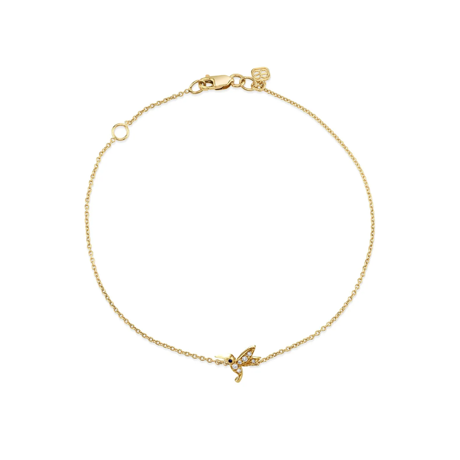 Gold & Diamond Tiny Hummingbird Bracelet