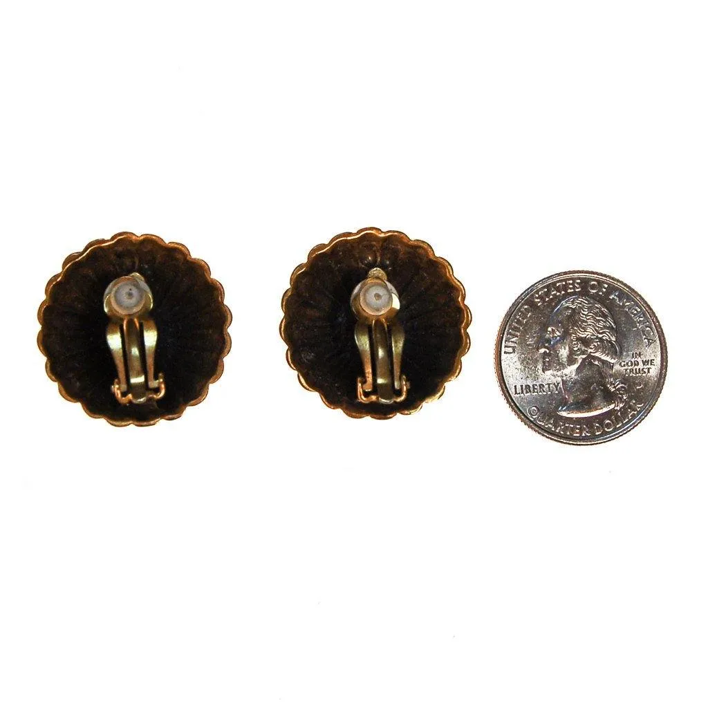 Gold and Lapis Round Medallion Earrings