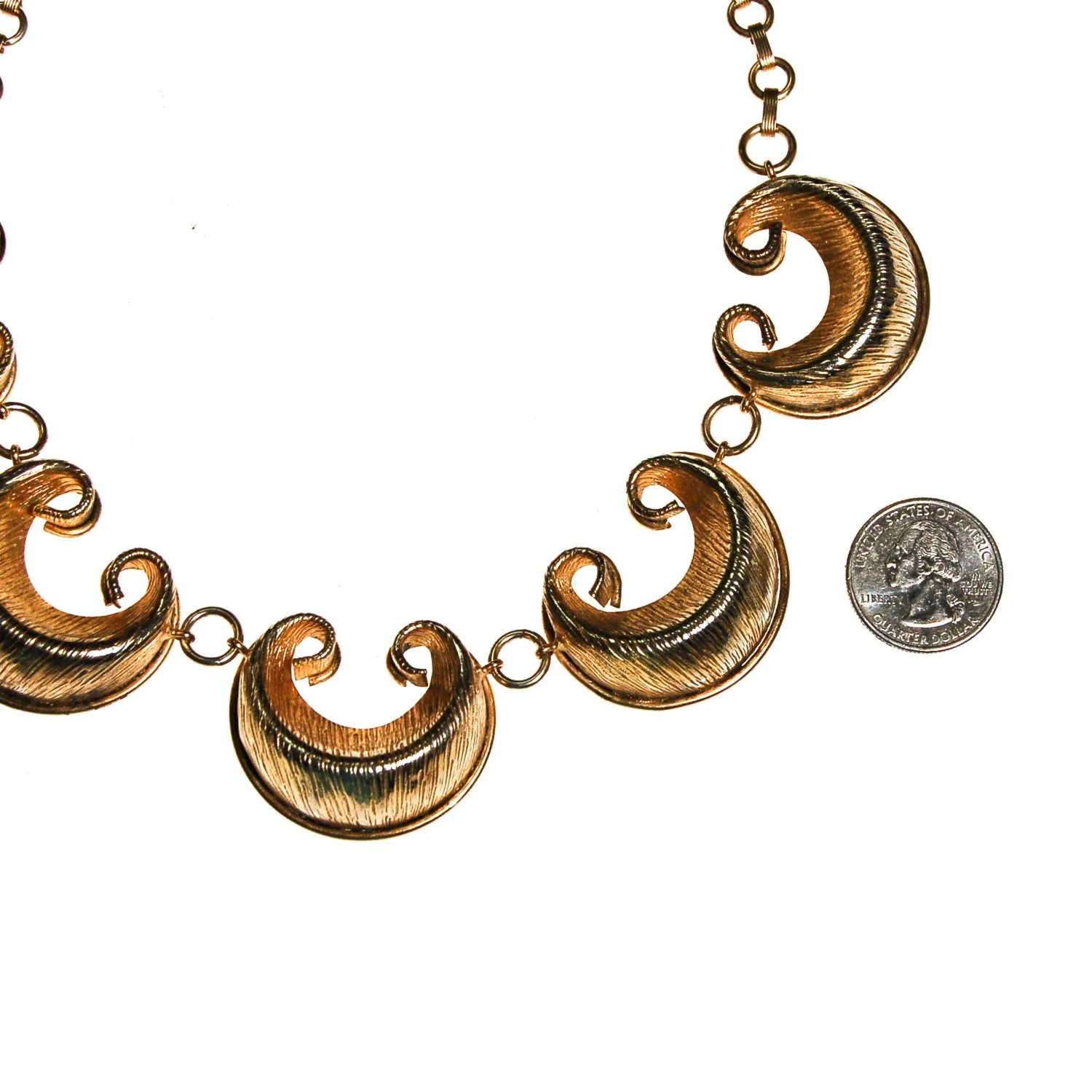 Gold Scroll Link Statement Collar Necklace