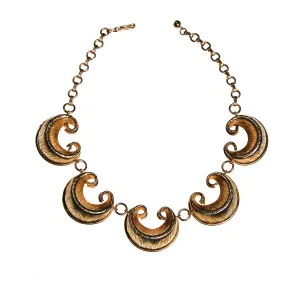 Gold Scroll Link Statement Collar Necklace