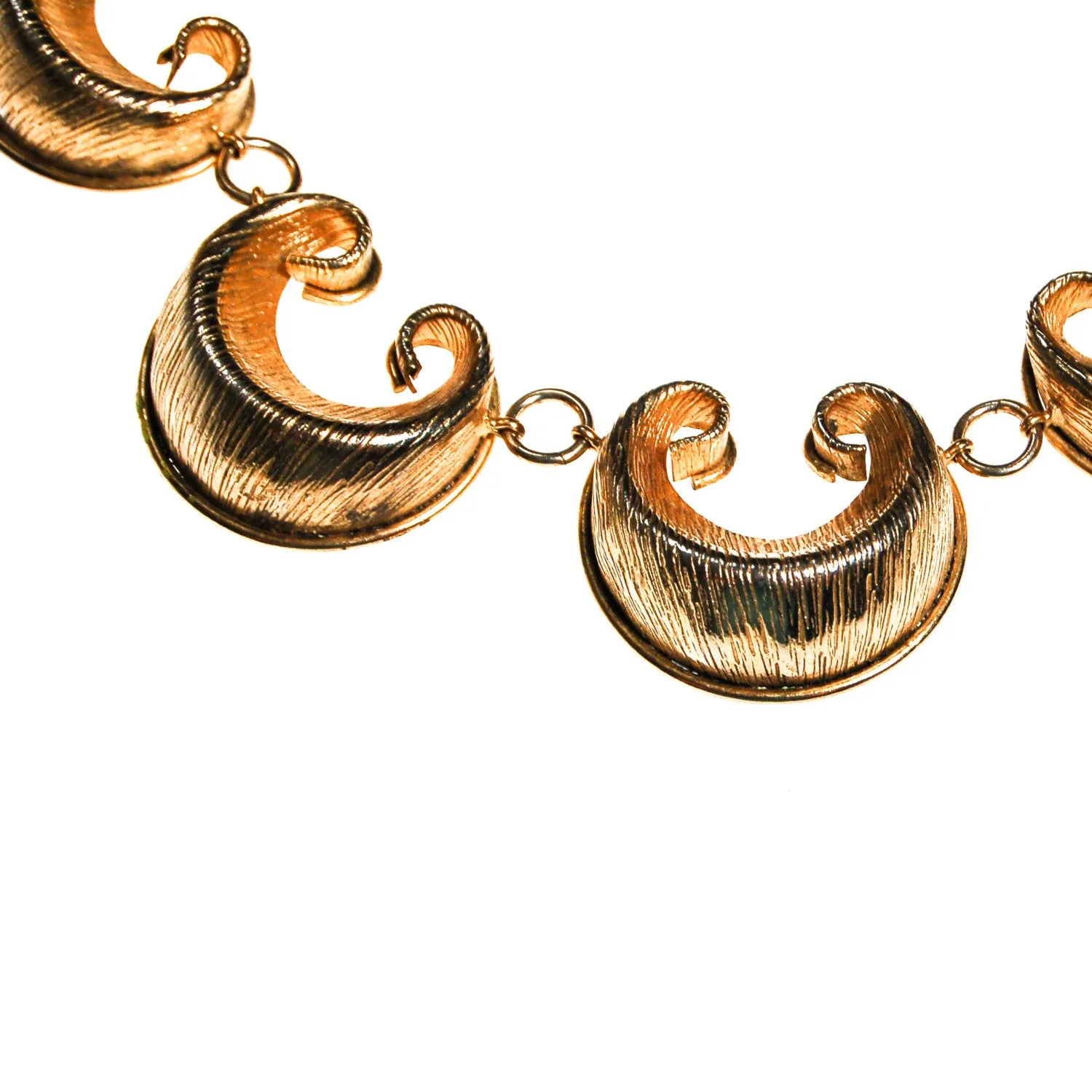 Gold Scroll Link Statement Collar Necklace