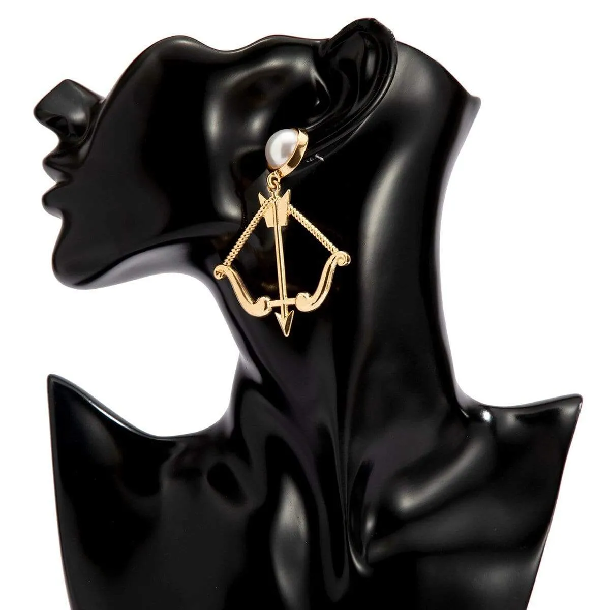 Gold Silver Tone Cupid Bow And Arrow Dangle Earrings