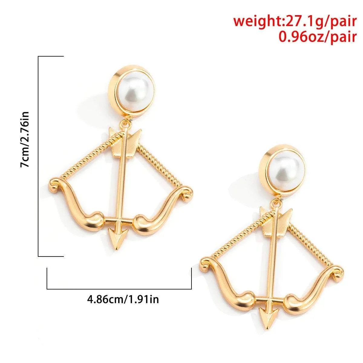 Gold Silver Tone Cupid Bow And Arrow Dangle Earrings