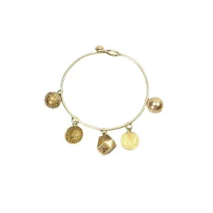 Gold Victorian Bangle Charm Bracelet with Charms
