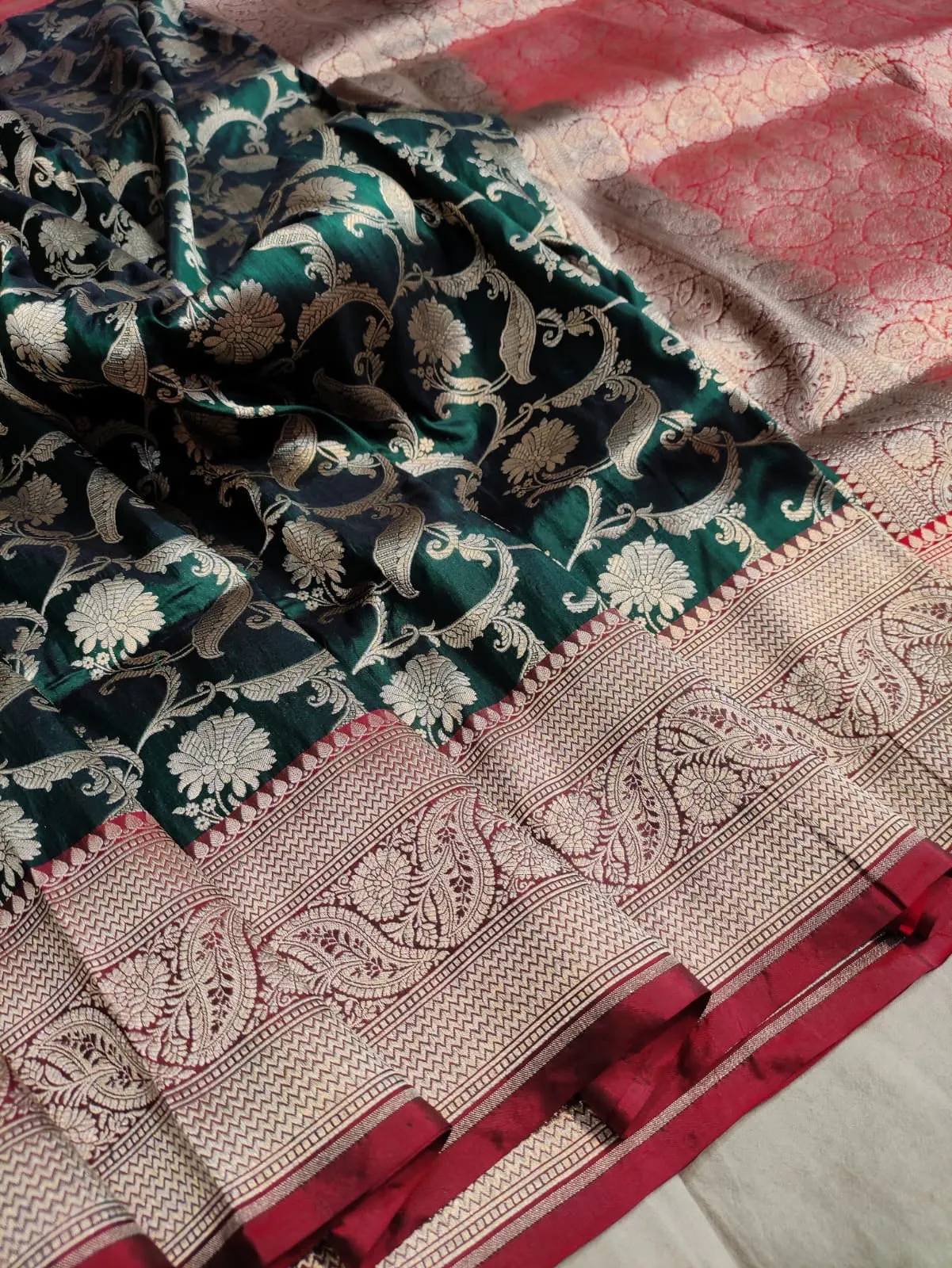 Gold Zari Banarasi Silk Saree with heavy pallu