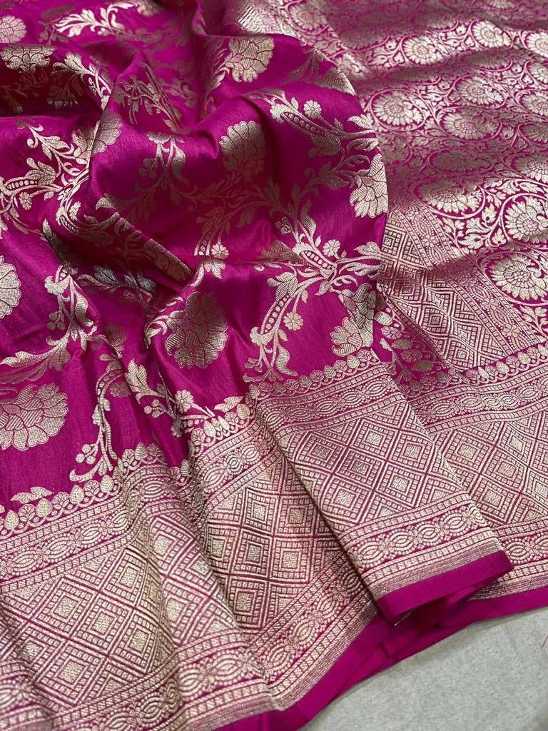 Gold Zari Banarasi Silk Saree with heavy pallu