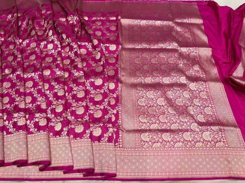 Gold Zari Banarasi Silk Saree with heavy pallu
