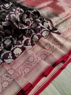 Gold Zari Banarasi Silk Saree with heavy pallu
