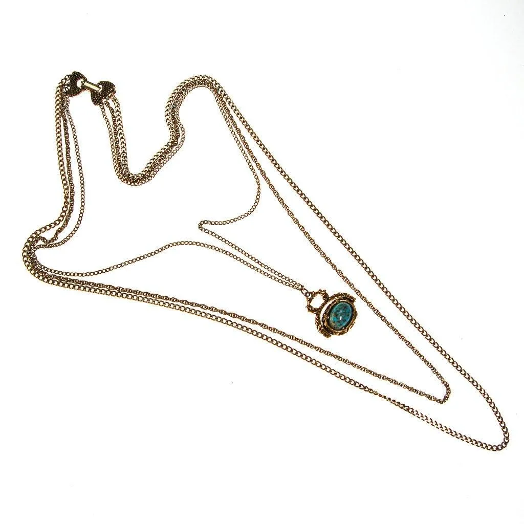 Goldette Turquoise Fob Necklace
