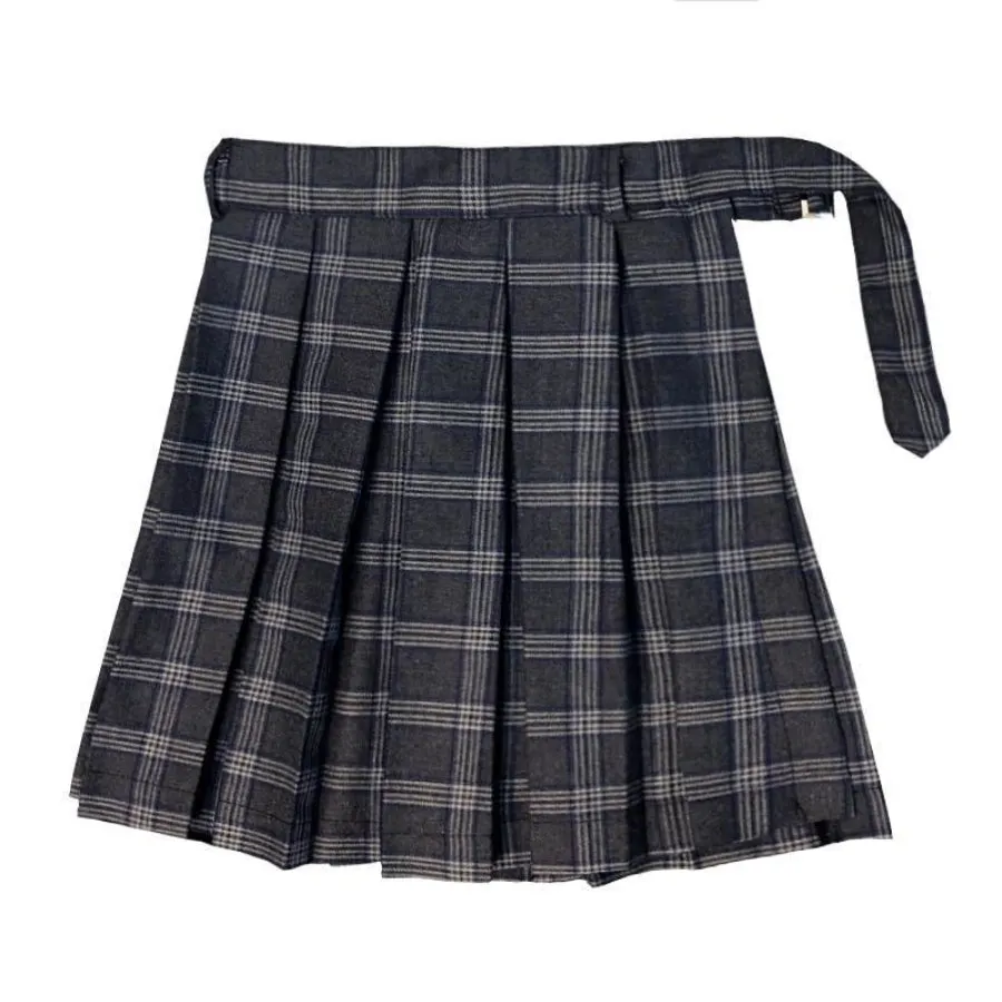 Gothic Plaid Skirt Shorts Belt Chain Irregular Hollow