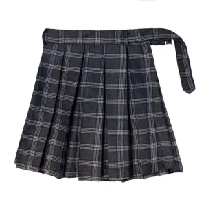 Gothic Plaid Skirt Shorts Belt Chain Irregular Hollow