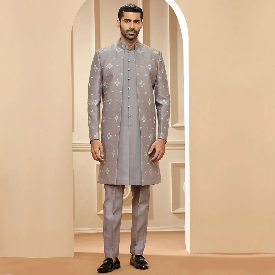 Graceful Grey Printed Indo Western