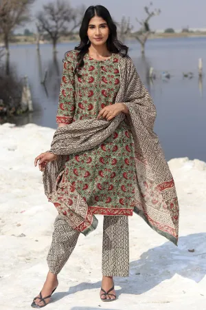 GRADIENT HEART BLOSSOM Block Printed Salwar Suit Set