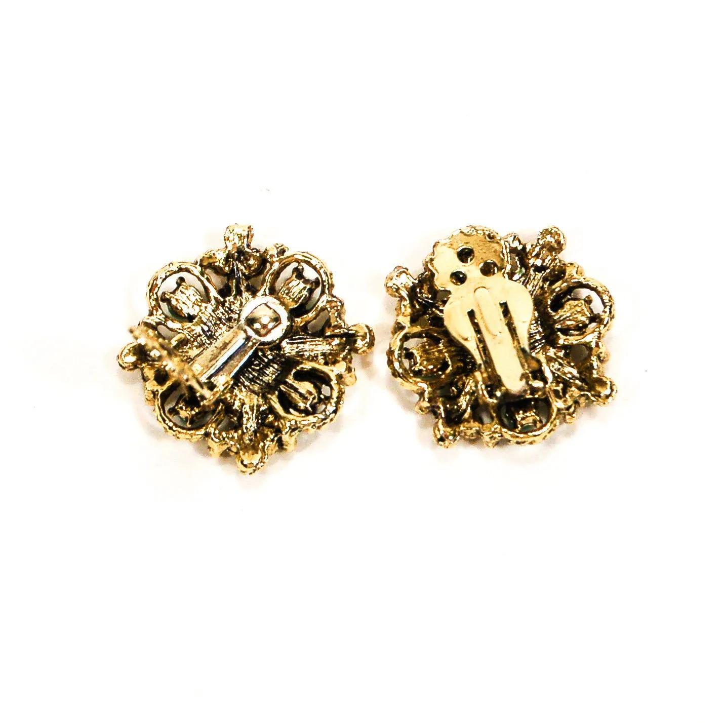 Green and Gold Etruscan Revival Earrings