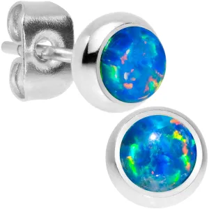 Green Synthetic Opal 316L Surgical Steel Stud Earrings