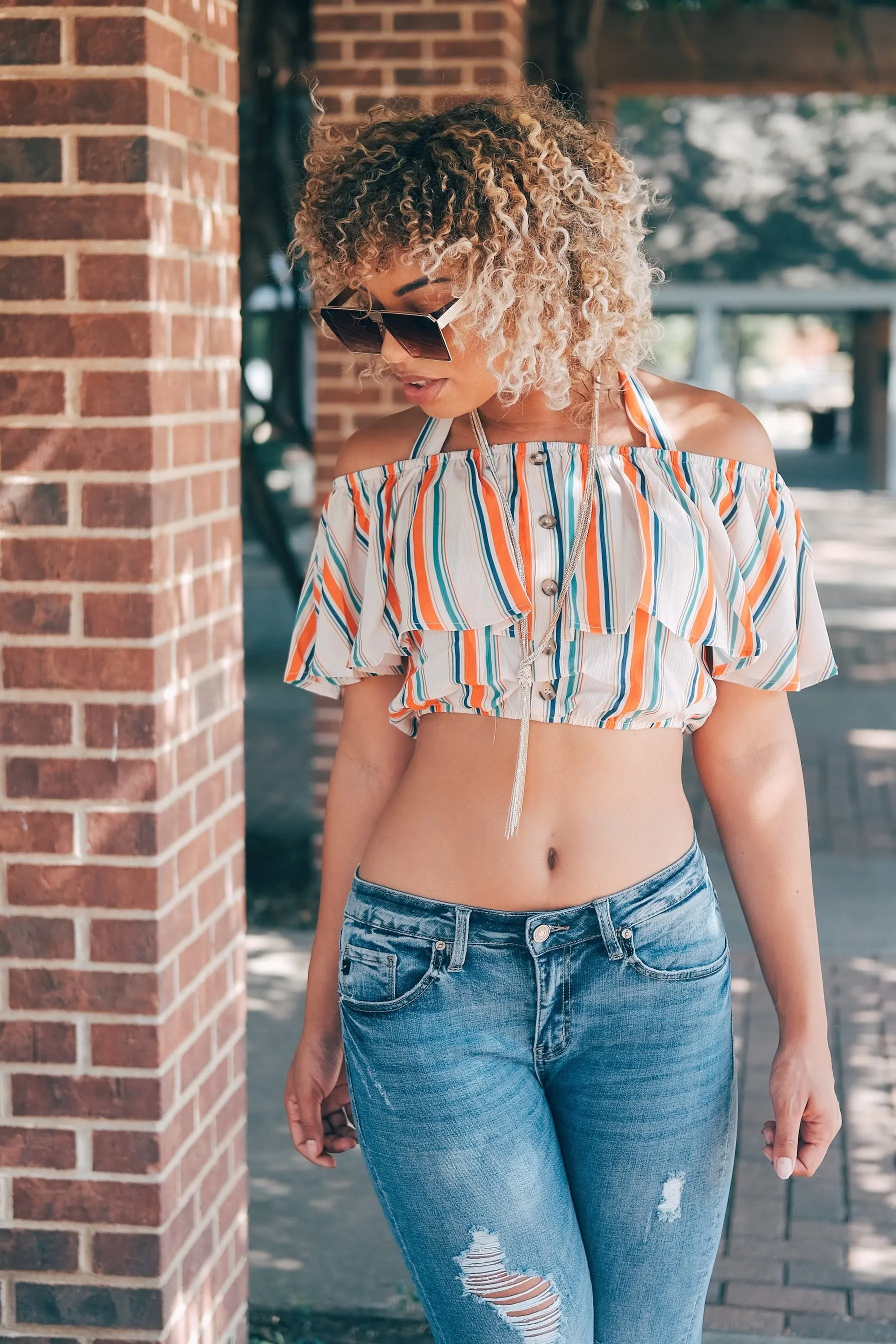 HALTER CROP TOP (Stripe)