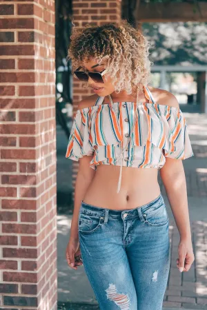 HALTER CROP TOP (Stripe)