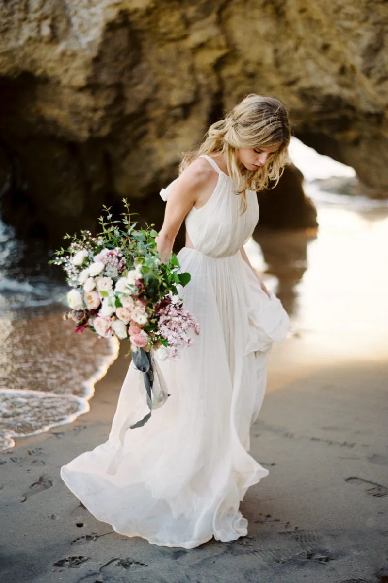 Halter Strap Casual Wedding Dress for Beach