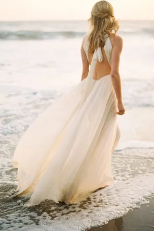 Halter Strap Casual Wedding Dress for Beach
