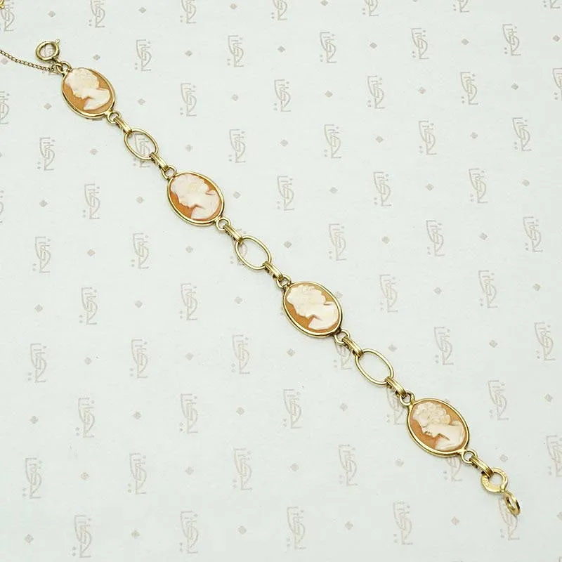 Hand Carved Cameo Victorian Revival Bracelet