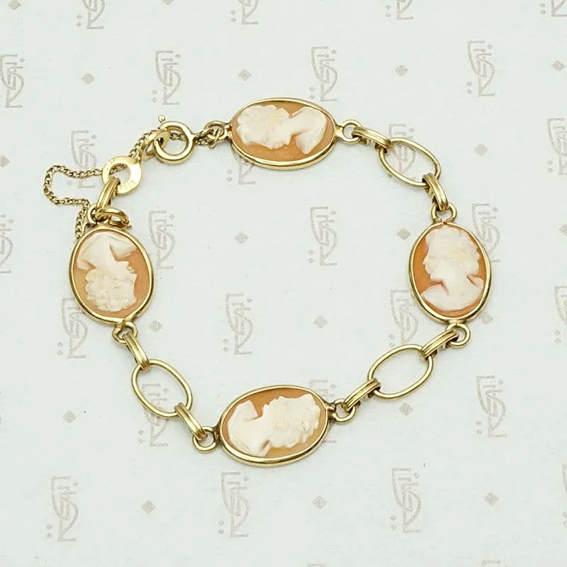 Hand Carved Cameo Victorian Revival Bracelet