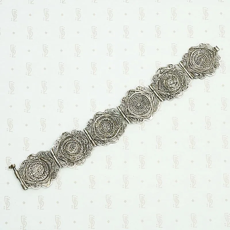 Handmade Egyptian Silver Filigree Panel Bracelet
