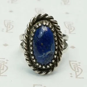 Heavy & Ornate Artisan Silver Ring with Lapis