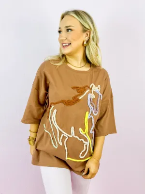 Horse Embroidery Tee