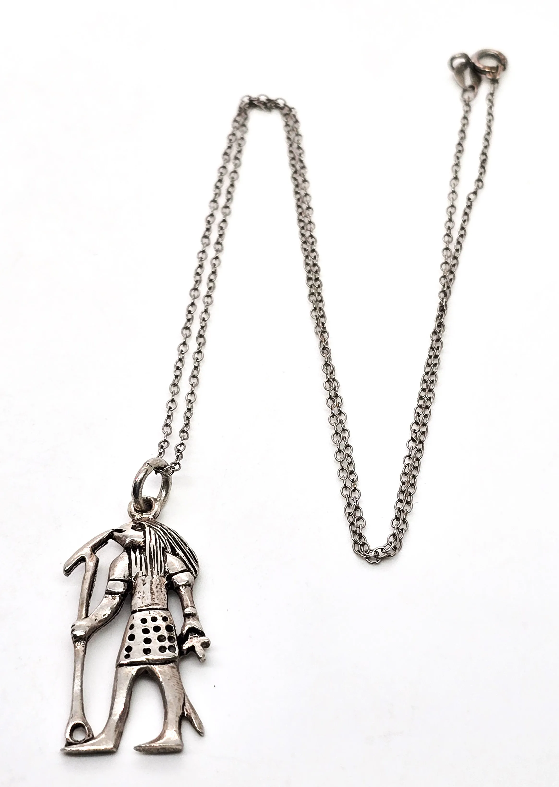 Horus Egyptian God figural sterling silver pendant necklace