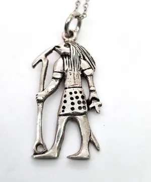 Horus Egyptian God figural sterling silver pendant necklace
