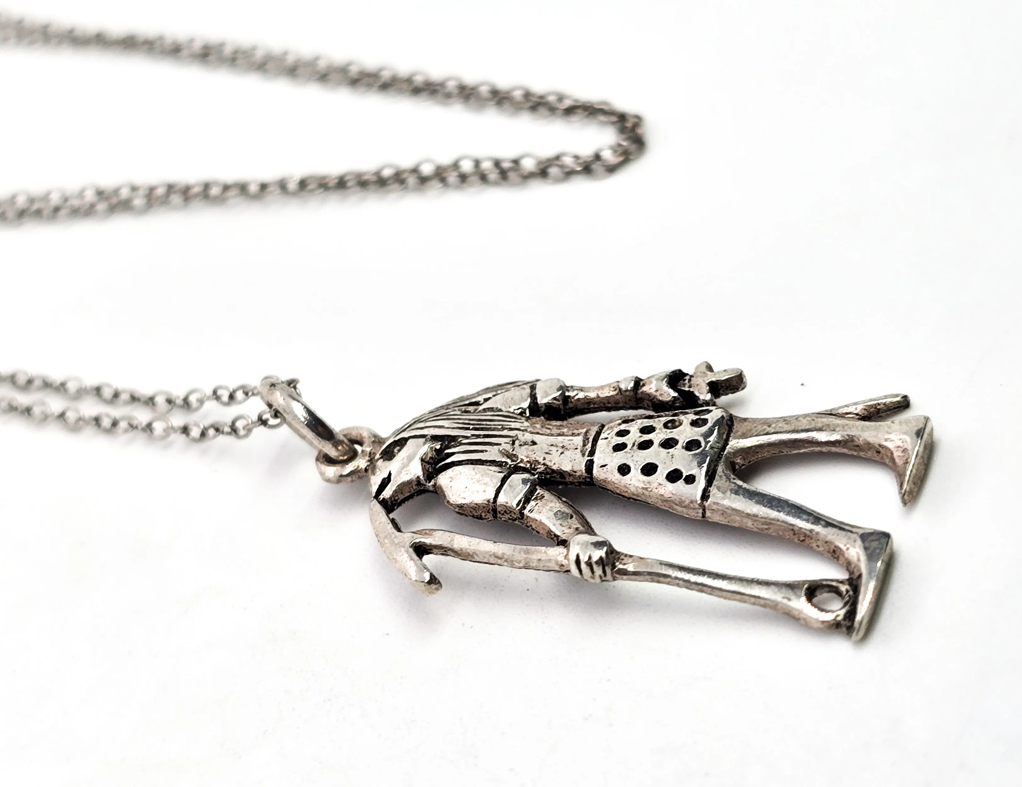 Horus Egyptian God figural sterling silver pendant necklace